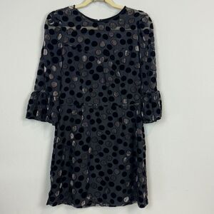 Saylor Polka Dot Burnout Mini Party Dress Black M NWT